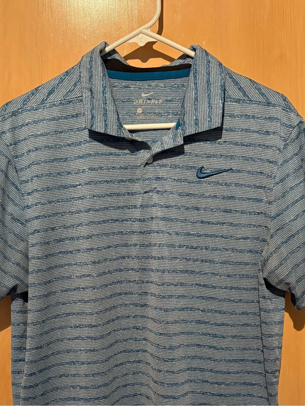 Nike Men’s Blue Striped Dri-FIT Polo Shirt Blue Striped Size Medium